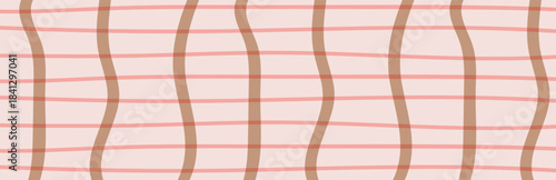  hand drawn plaid intersecting lines pink and brown striped