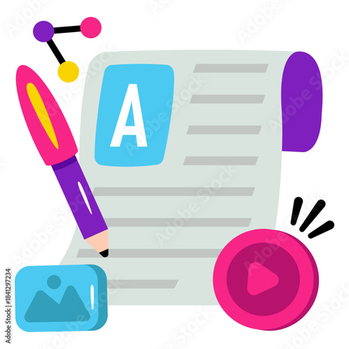 Conceptual flat design of content writing