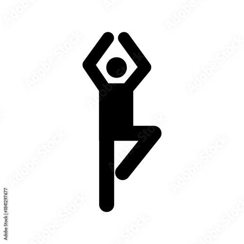 Minimalist Yoga Icon Showing Tree Pose for Mindfulness Balance and Wellness Symbolizing Calmness and Healthy Lifestyle