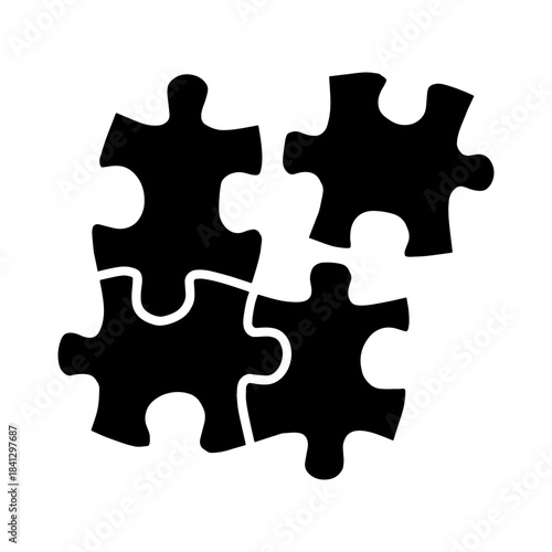 Interlocking Puzzle Pieces Icon Representing Teamwork Problem Solving Connection and Unity for Collaborative and Creative Concept Designs
