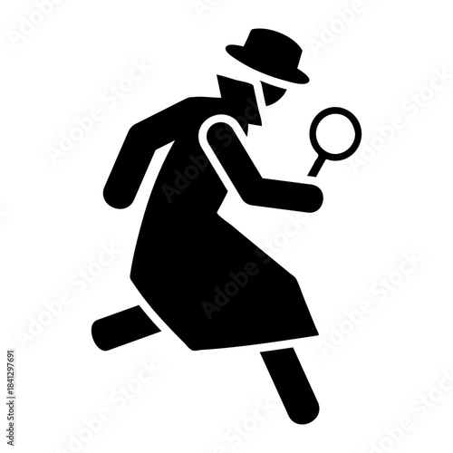 Mysterious Detective Icon Holding Magnifying Glass Investigating Clues Symbolizing Mystery Investigation and Crime Solving for Creative Design Use