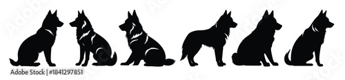 husky sitting silhouette set husky dog black clipart bundle