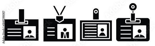 identification card icons set 