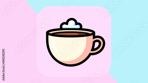 Illustration of a Cup of Coffee with Foam Topping.