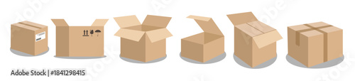 Isometric cardboard delivery boxes Free Vector Set
