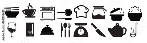kitchen vector icons set cooking illustration symbol 