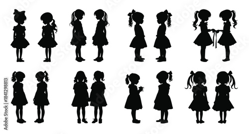 twins girls silhouettes black clipart bundle cute twin