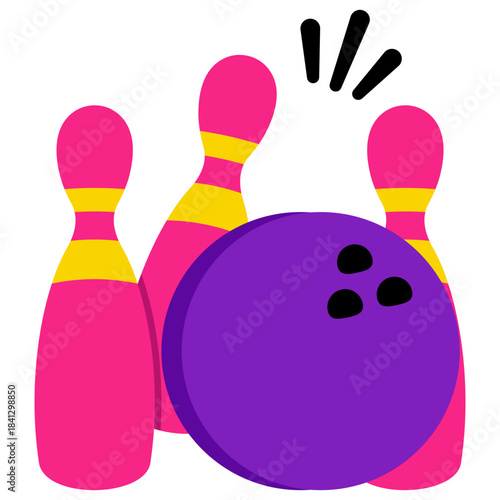 Skittles with ball showcasing concept of bowling game