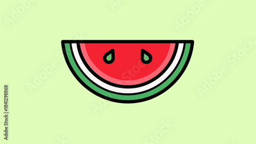 Illustration of a Slice of Watermelon with Seeds.