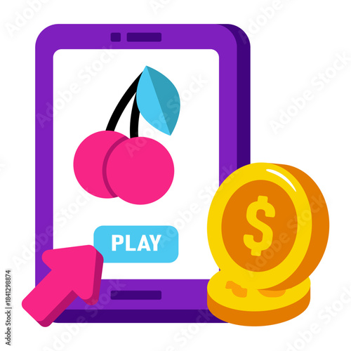 A trendy design icon of mobile fruit game 