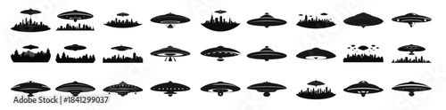 ufo silhouette clipart bundle