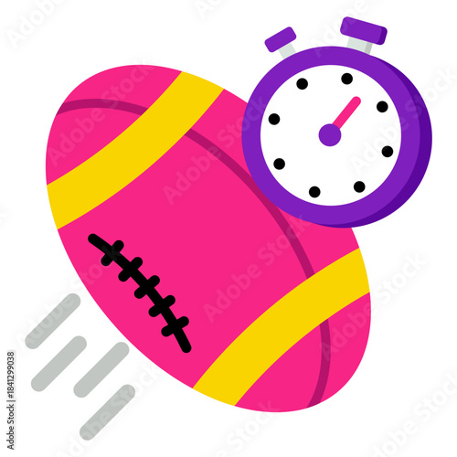 American football icon, flat design of rugby match time 