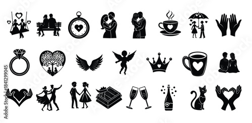 valentine s silhouette isolated on white