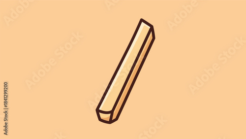 Cartoon illustration of a single french fry on a beige background.