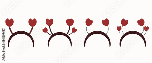 A collection of simple and cute headbands featuring small heart antennas in a minimalist style.