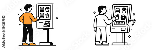 Ordering food from a digital kiosk in a modern setting