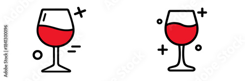 Red wine glasses in vector illustration for celebration and events