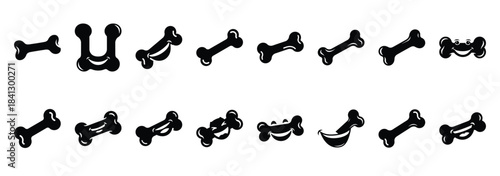 Set of vector laughing bone  icon in silhouettes