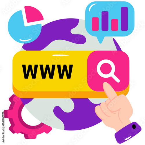 Flat design illustration of worldwide web vector 