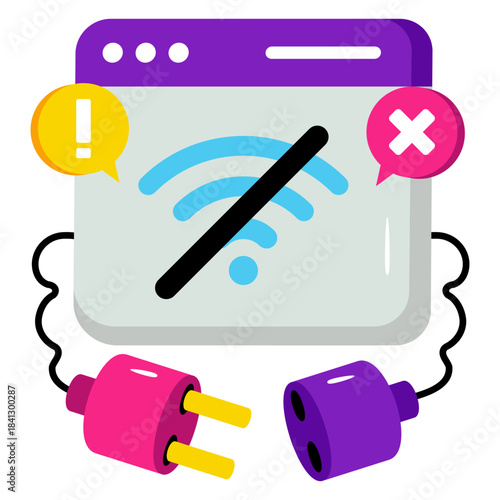 A unique design illustration of no network 