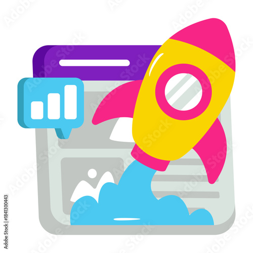 Conceptual design illustration of website launch