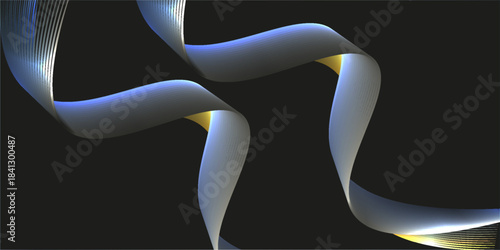 Abstract glass shape on black background, 3d render modern elegant