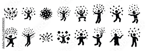 Set of vector silly confetti  icon in silhouettes