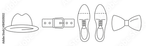  four men s accessories outline web icons set