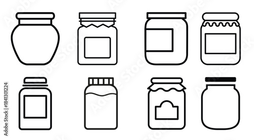 glass jar icon vector set bottle illustration sign 