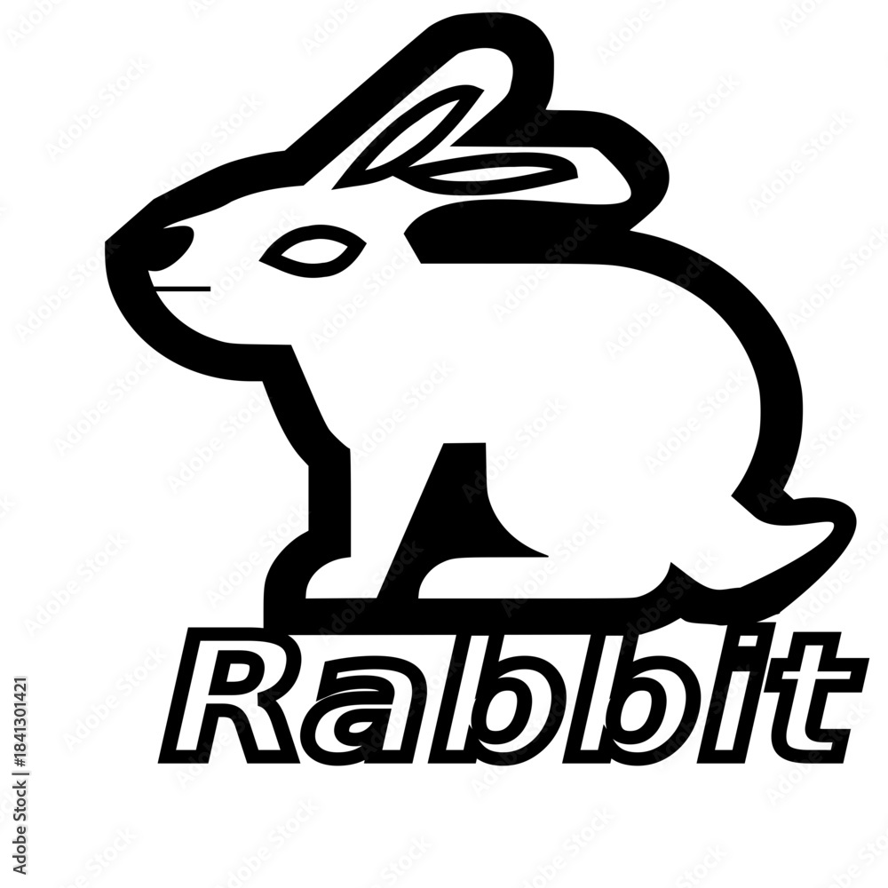 Obraz premium Black and white rabbit icon Rabbit icon app black rabbit icon