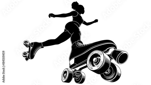 Roller Skating Silhouette: A dynamic silhouette of a figure gracefully gliding on roller skates, embodying the energy and freedom of motion. 