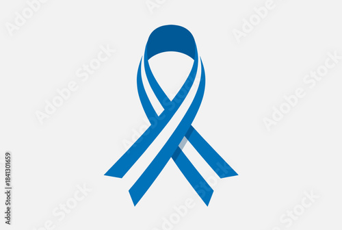 A blue and white striped awareness ribbon, symbolizing support for various causes.