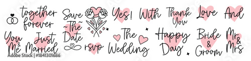 hand lettering mr and mrs wedding set bride groom couple
