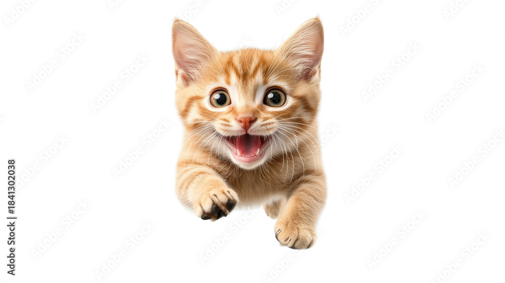 Obraz premium Cute Kitten Jumping on Transparent Background