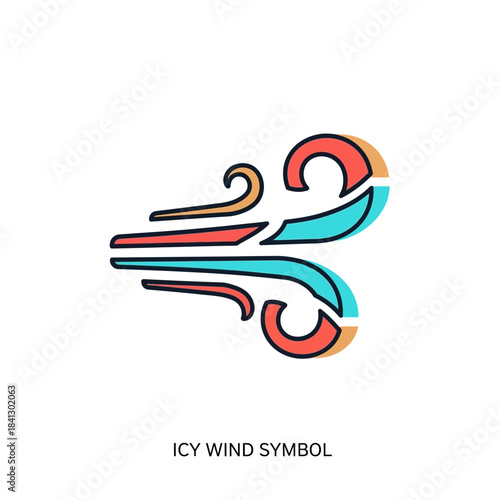 Stylized Wind Illustration with Modern Color Palette and Clean Outline