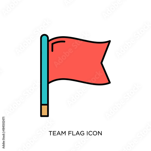 Vibrant Red Flag Graphic Icon Representing Success and Achievement