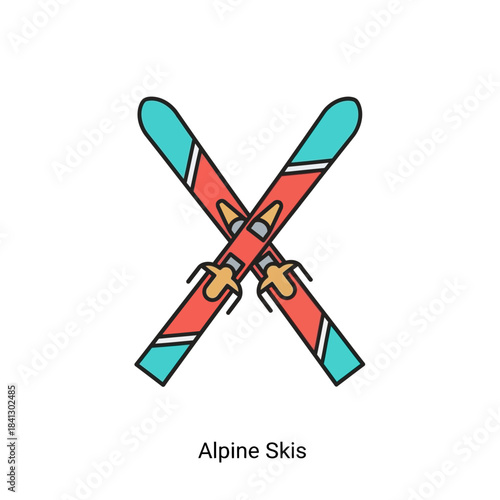 Stylized crossed skis illustration against a clean white backdrop image