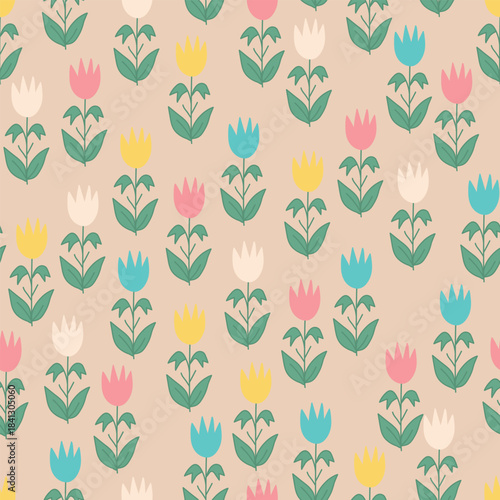 Seamless decorative elegant pattern with flowers. Print for textile, fabric, covers, wallpapers, print, gift wrap, decoupage, scrapbooking, quilting. For fashion fabric. Retro stylization.