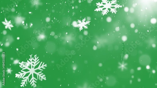 Wallpaper Mural Snowfall animation green background christmas winter holiday season festive falling flakes abstract motion graphic backdrop design Torontodigital.ca