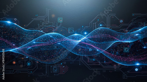 Colorful waving shapes. Futuristic abstract technology background.