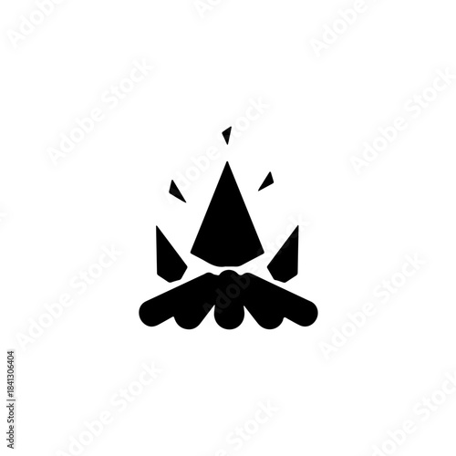 Abstract geometric symbol representing a stylized crown or mountain peak with radiating light elements and base elements isolated on transparent background
