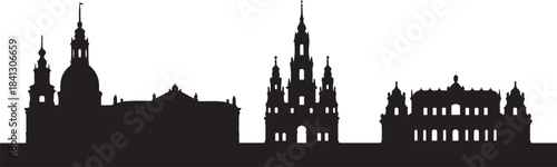 Silhouette of Dresden Architectural Landmark Illustration. design Vector black silhouette