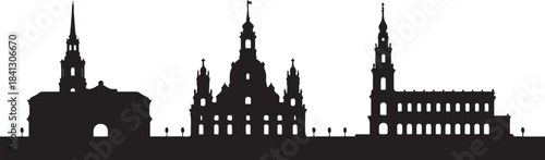 Silhouette of Dresden Architectural Landmark Illustration. design Vector black silhouette