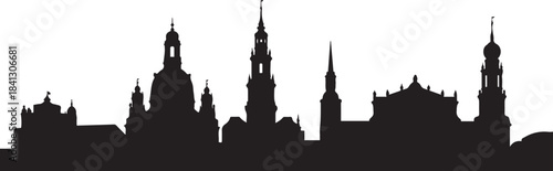 Silhouette of Dresden Architectural Landmark Illustration. design Vector black silhouette
