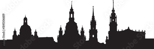 Silhouette of Dresden Architectural Landmark Illustration. design Vector black silhouette