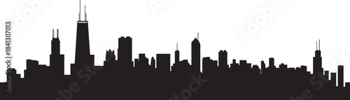 The Chicago skyline is beautifully. design Vector black silhouette