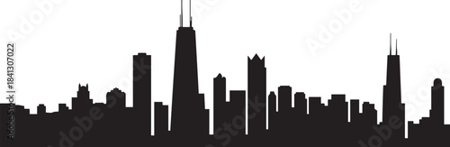 The Chicago skyline is beautifully. design Vector black silhouette