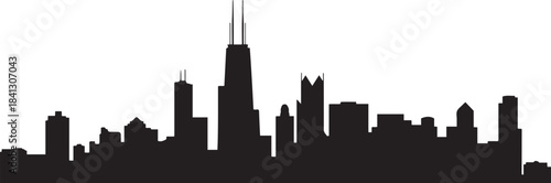 The Chicago skyline is beautifully. design Vector black silhouette