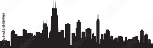 The Chicago skyline is beautifully. design Vector black silhouette