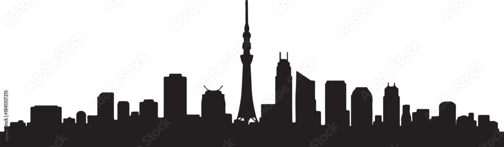 Obraz premium Tokyo Japan City Skyline Silhouette Vector. design Vector black silhouette